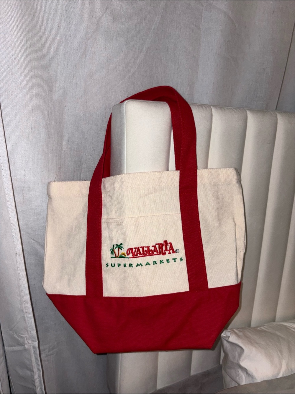 Red & Cream Canvas Tote Bag